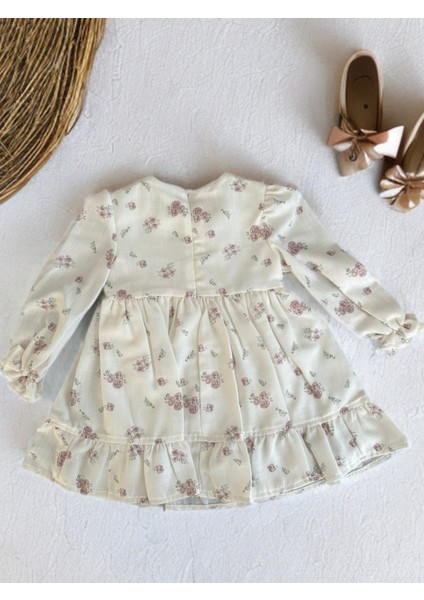 Kız Bebek/çocuk Fiyonklu Keten Elbise - Pudra fiyatları