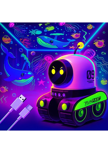 WH-E03 Müzikli LED Robot Gece Lambası 🎶 | Bluetooth Hoparlör + Projeksiyon + Değiştirilebilir Slayt | Çocuk Odası Işıklı Ninni & Gece Projektörü modelleri