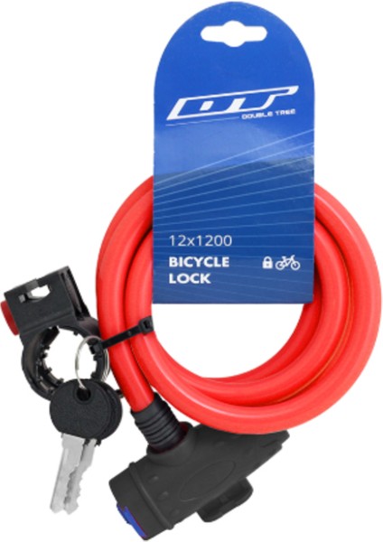 Bisiklet Kilit Halat 12X1200 mm | Anahtar & Braket | DT81211 | 4 Renk Seçeneği
