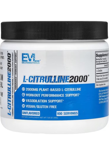 Evlution Nutrition L-Citrulline 2000 Mg 100 Servis