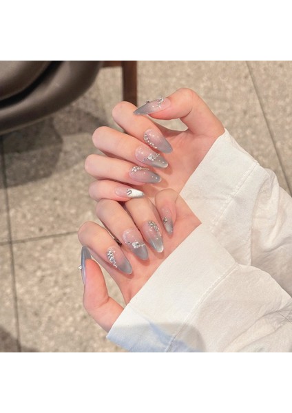 Tekrar Kullanılabilir El Yapımı Protez Takma Tırnak TT1125 - Dreamy Stones - 10'lu