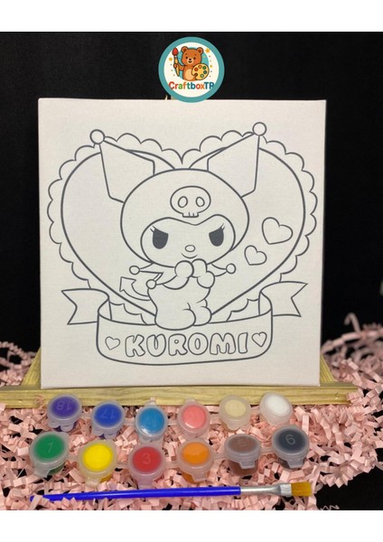 Kuromi Tuval Boyama Seti (Şövaleli)/Kendin Yap, Doğum Günü, Karne,etkinlik,Tatil hediyesi
