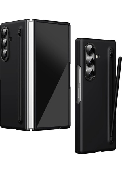 Samsung Galaxy Z Fold 7 Kılıf S Pen Kalem Bölmeli Yuvalı Clasic Titanyum Renkli Premium Sert Kapak