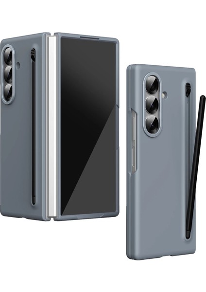 Samsung Galaxy Z Fold 7 Kılıf S Pen Kalem Bölmeli Yuvalı Clasic Titanyum Renkli Premium Sert Kapak