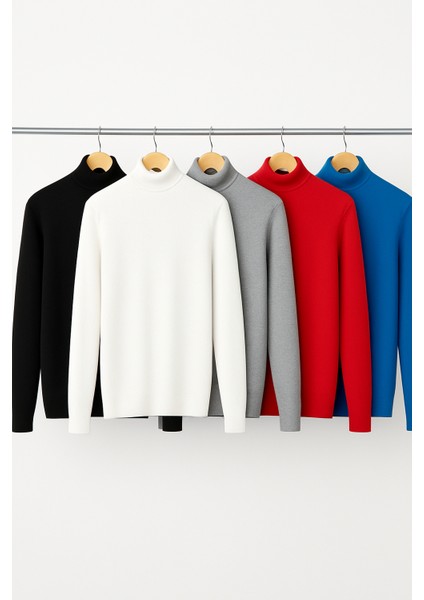 5’li Paket Kadın Basic Tam Balıkçı Yaka Kazak