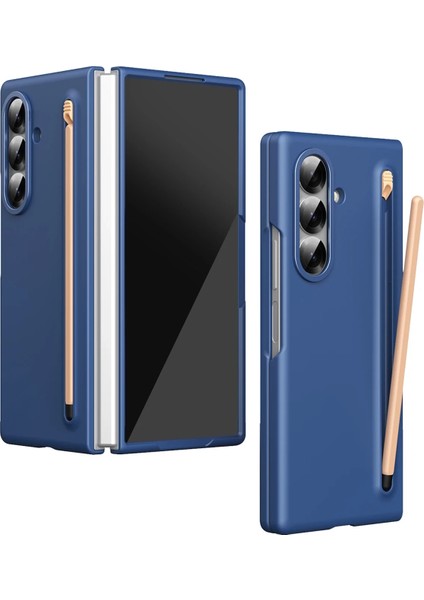 Samsung Galaxy Z Fold 7 Kılıf S Pen Kalem Bölmeli Yuvalı Clasic Titanyum Renkli Premium Sert Kapak