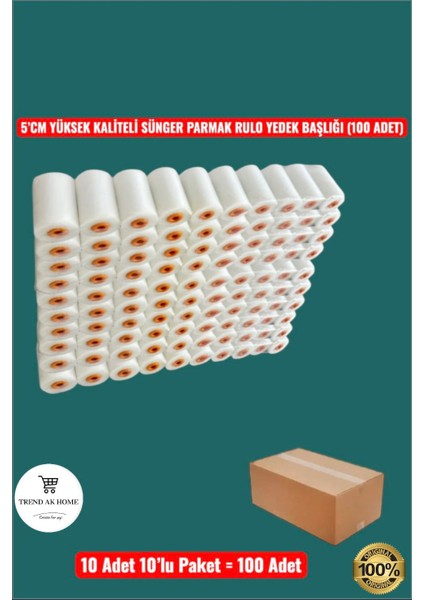 5 cm Yüksek Kaliteli Sünger Parmak Rulo Yedek Başlığı (100 Adet)