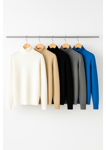 5’li Paket Kadın Basic Tam Balıkçı Yaka Kazak