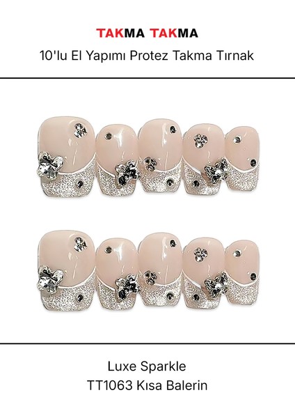 10'lu Ten Rengi Kısa Balerin TT1063 Tekrar Kullanılabilir El Yapımı Protez Takma Tırnak - Ten Rengi-S modelleri