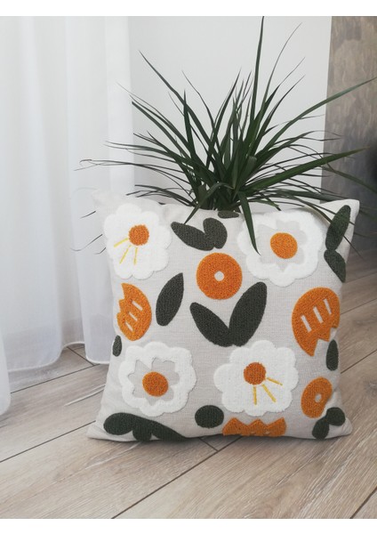Bohem Çiçek Temalı Punch Kırlent Kılıfı 2'li Set modelleri