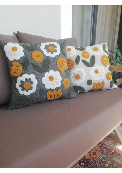 Bohem Çiçek Temalı Punch Kırlent Kılıfı 2'li Set fırsatları