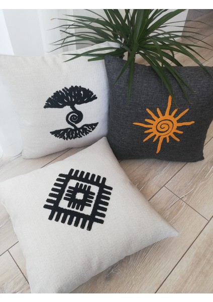 Bohem Sembol Punch Kırlent Kılıfı 3'lü Set