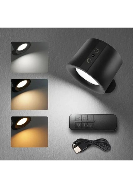 Çift Yönlü LED Aplik (Usb Type C Şarjlı) 3 Mod Renkli, Dimmerli, Kumandalı