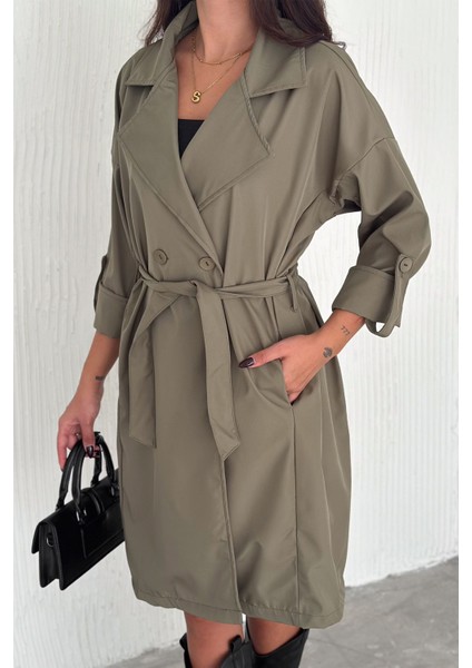 Kadın Kolu Katlamalı Kuşaklı Uzun Trençkot – Astarsız Hafif Tasarım fırsatları