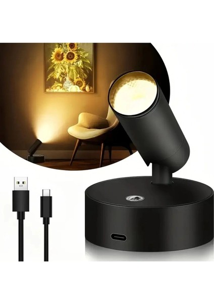 Dokunmatik Şarjlı LED Aplik Yönlendirilebilir (Usb Type C Şarjlı) 3 Mod Renkli, Dimmerli