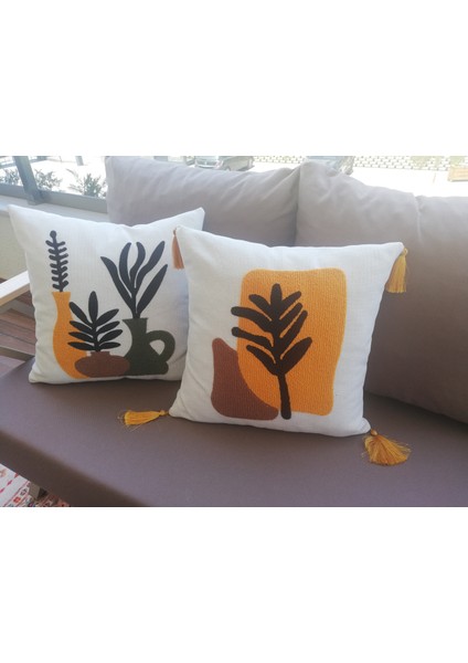 Bohem ve Vazo Temalı Punch Kırlent Kılıfı 2'li Set fiyatları