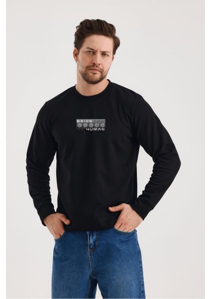 Unisex Ön Arka Baskılı Sıfır Yaka Sweat fiyatları