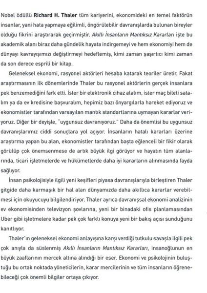 Akıllı Insanların Mantıksız Kararları - Richard H. Thaler | Popüler Kitaplar