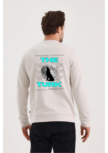 Unisex Ön Arka Baskılı Sıfır Yaka Sweat