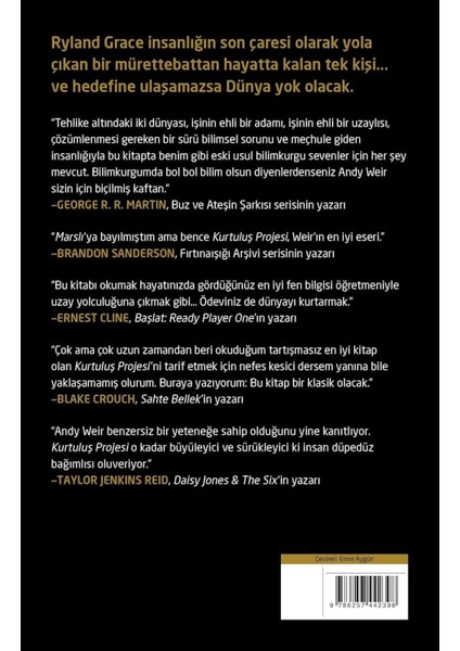 Kurtuluş Projesi - Andy Weir | Popüler Kitaplar fiyatları