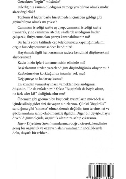 Hayır Diyebilme Sanatı: Sınırların Kadar Özgürsün - Müthiş Psikoloji | Popüler Kitaplar fiyatları
