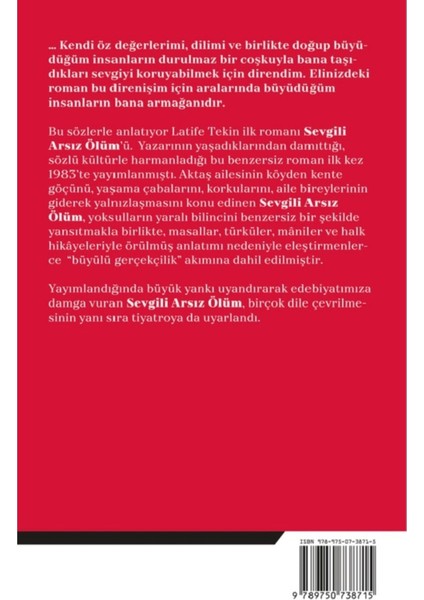 Sevgili Arsız Ölüm - Latife Tekin | Popüler Kitaplar fiyatları