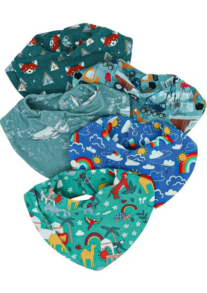 5'li 6_24 Ay Organik Penye Bebek Fular Salya Mama Önlüğü