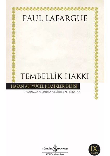 Tembellik Hakkı - Paul Lafargue | Popüler Kitaplar