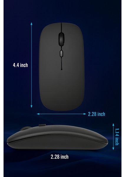Şarjlı Bluetooth + 2.4ghz Kablosuz Mouse | Laptop, Mac, iPad ve Android Tablet Için – Siyah fırsatları