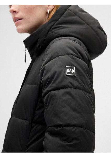 Kadın Siyah Coldcontrol Relaxed Midi Şişme Mont modelleri