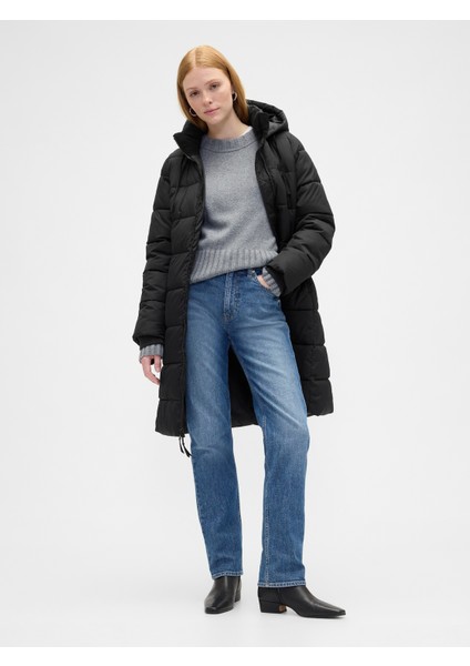 Kadın Siyah Coldcontrol Relaxed Midi Şişme Mont indirimleri