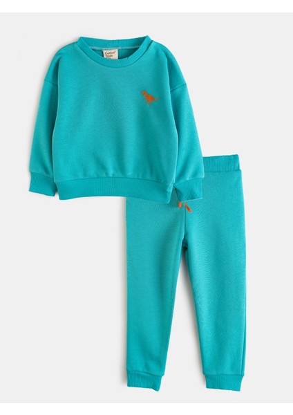 Aysbebe Dinazor Nakışlı Kışlık Çocuk Takım Unisex (2 Iplik)