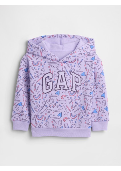 Kız Bebek Mor Gap Relaxed Logo Grafik Sweatshirt