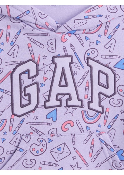 Kız Bebek Mor Gap Relaxed Logo Grafik Sweatshirt fiyatları