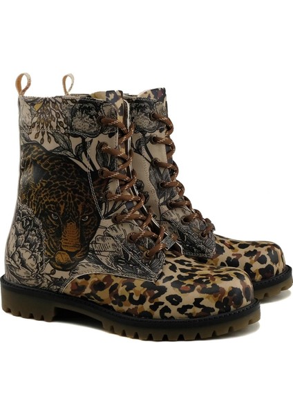 GB1067 Leopar Baskılı Kahverengi Postal Bot