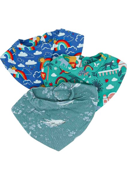 3'lü 6-24 Ay %100 Organik Penye Bebek Fular Salya Mama Önlüğü