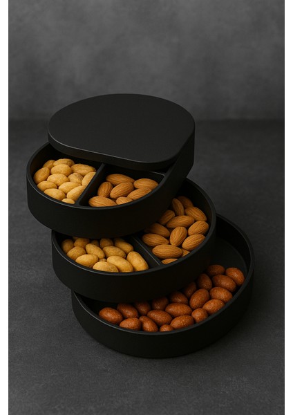 3 Katlı Döner Bölmeli Modern Çerezlik fiyatları