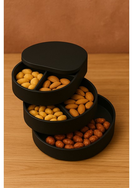 3 Katlı Döner Bölmeli Modern Çerezlik fırsatları