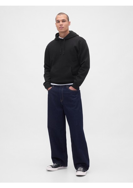 Erkek Siyah Relaxed Gap Mini-Logo Sweatshirt indirimleri