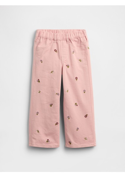 Kız Bebek Pembe Wide Leg Denim Pantolon