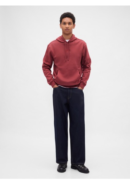 Erkek Kırmızı Relaxed Gap Mini-Logo Sweatshirt indirimleri