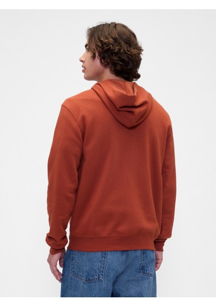 Erkek Kırmızı Relaxed Gap Logo Fermuarlı Sweatshirt fırsatları