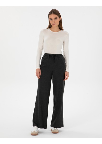 Kadın Antrasit Loose Fit Kanvas Pantolon 50313262-VR006