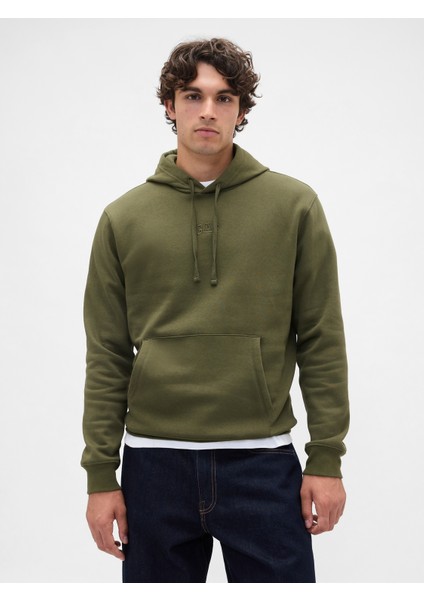 Erkek Yeşil Relaxed Gap Mini-Logo Sweatshirt