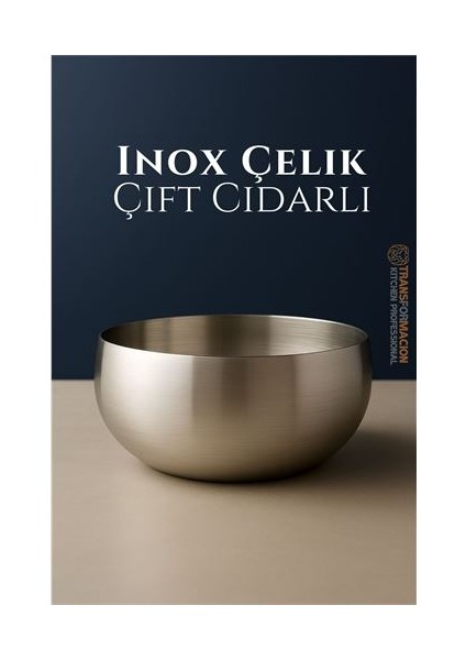 Modacar Çift Cidarlı Kase - Inox Çelik Kase 18 cm