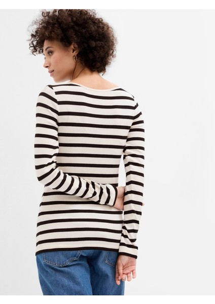 Kadın Siyah Çizgili Uzun Kollu T-Shirt fiyatları