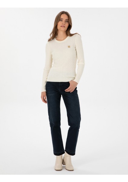 Kadın Koyu Mavi Straight Fit Jean Pantolon 50308408-VR032