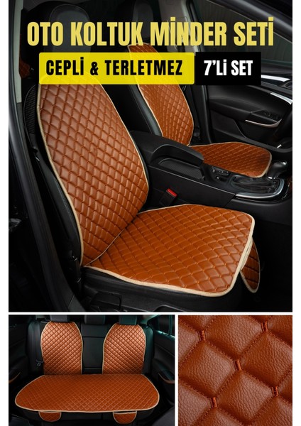 Ergonomik,ortopedik,suni Deri Kapitoneli Lüks Ototurco Oto Koltuk Kılıfı-Minderi (7li Tam Set) modelleri