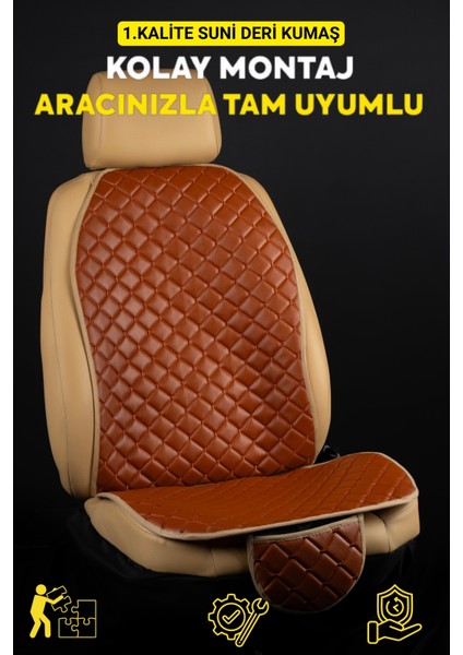 Ergonomik,ortopedik,suni Deri Kapitoneli Lüks Ototurco Oto Koltuk Kılıfı-Minderi (7li Tam Set)