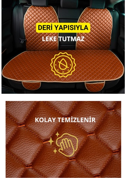 Ergonomik,ortopedik,suni Deri Kapitoneli Lüks Ototurco Oto Koltuk Kılıfı-Minderi (7li Tam Set)